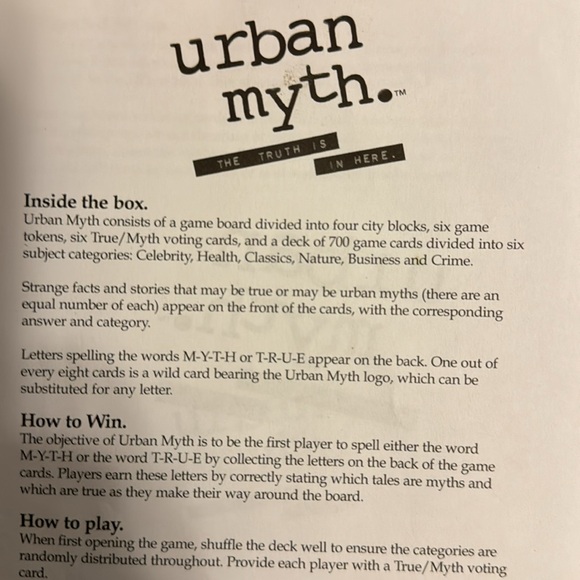 Urban Myth family game - ages 12 and up - Picture 6 of 6